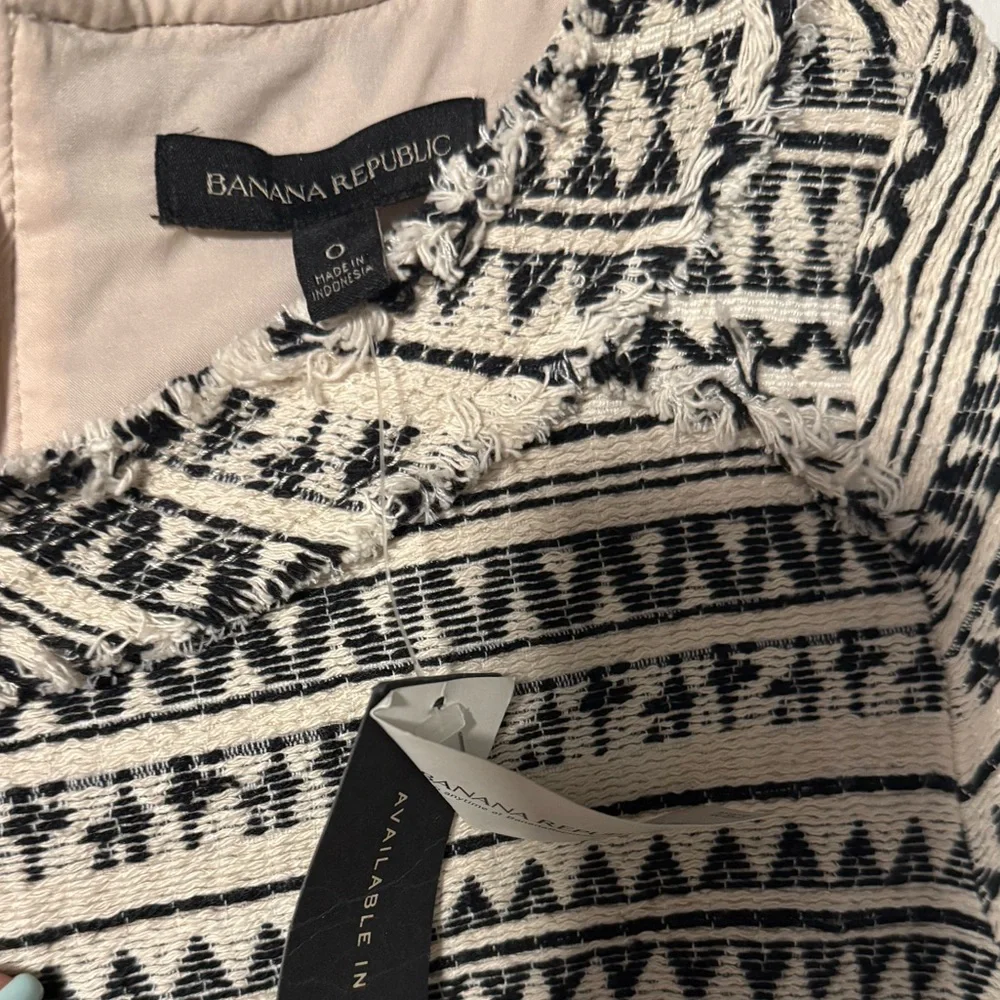 Banana Republic Fit & Flare Dress Cream Black Mini A-Line Women’s size 0 NWT